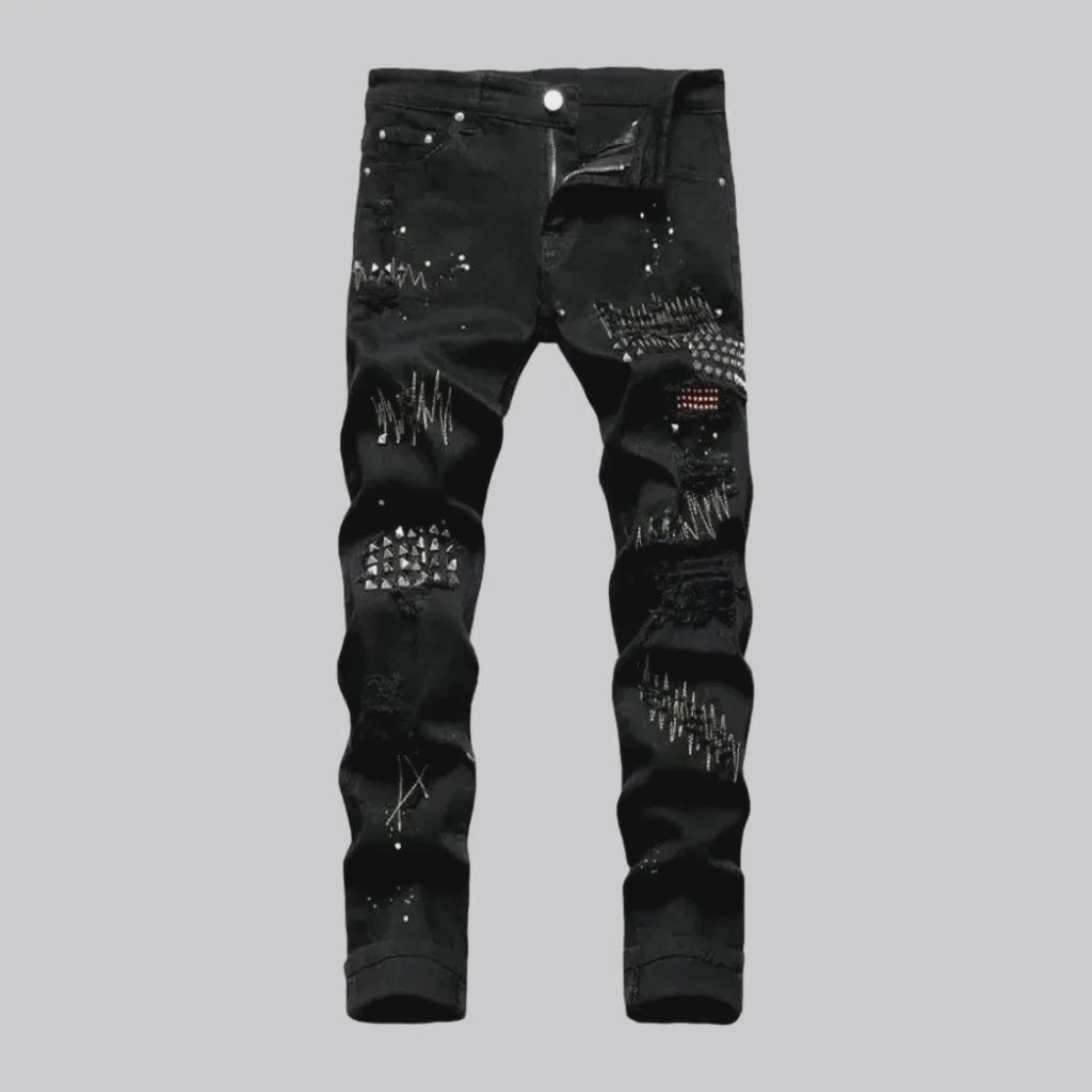 Embellished men's black jeans | Jeans4you.shop