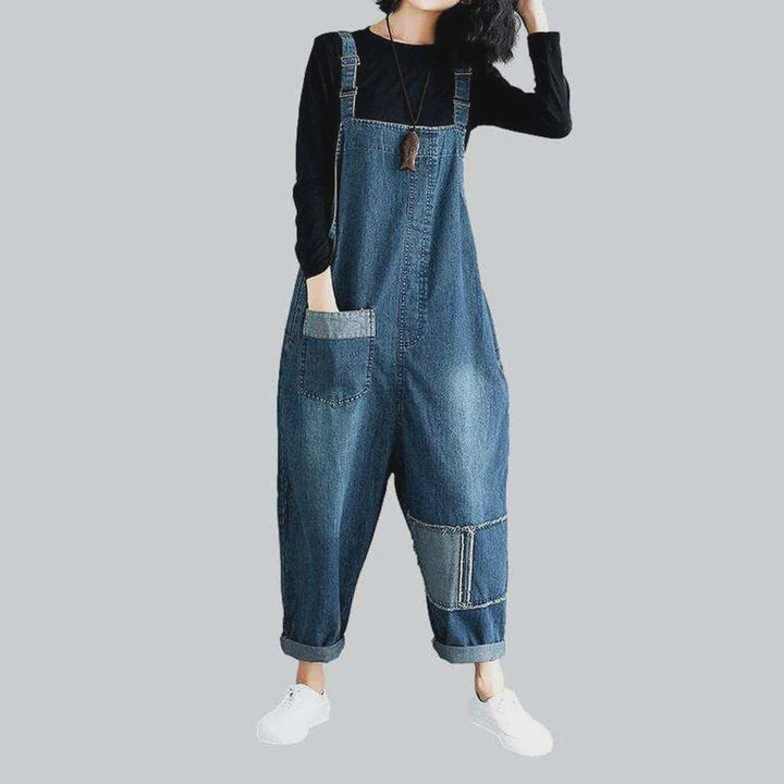 Leg patchwork women's denim dungaree | Jeans4you.shop