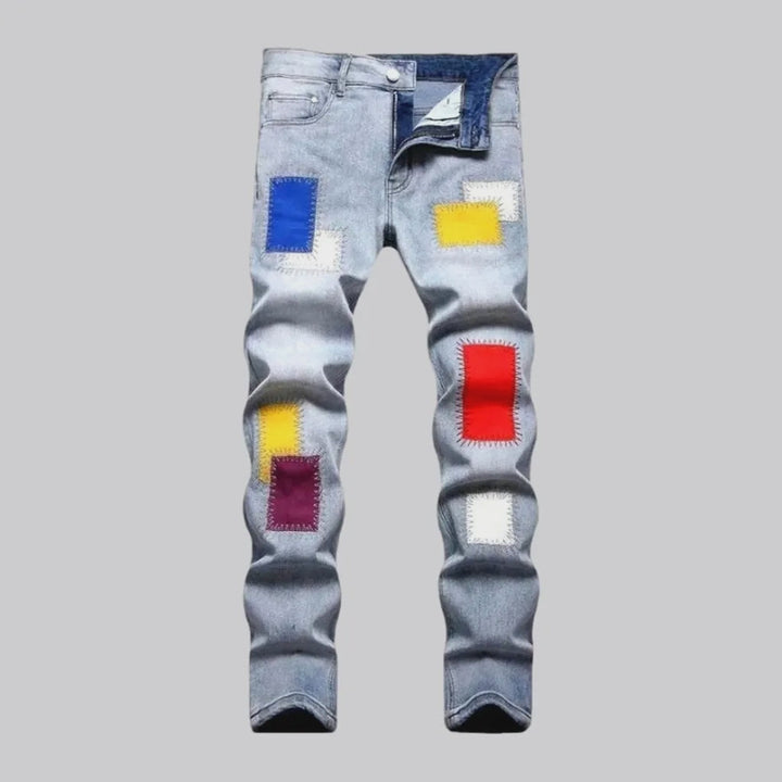 Light-wash color-patches jeans | Jeans4you.shop