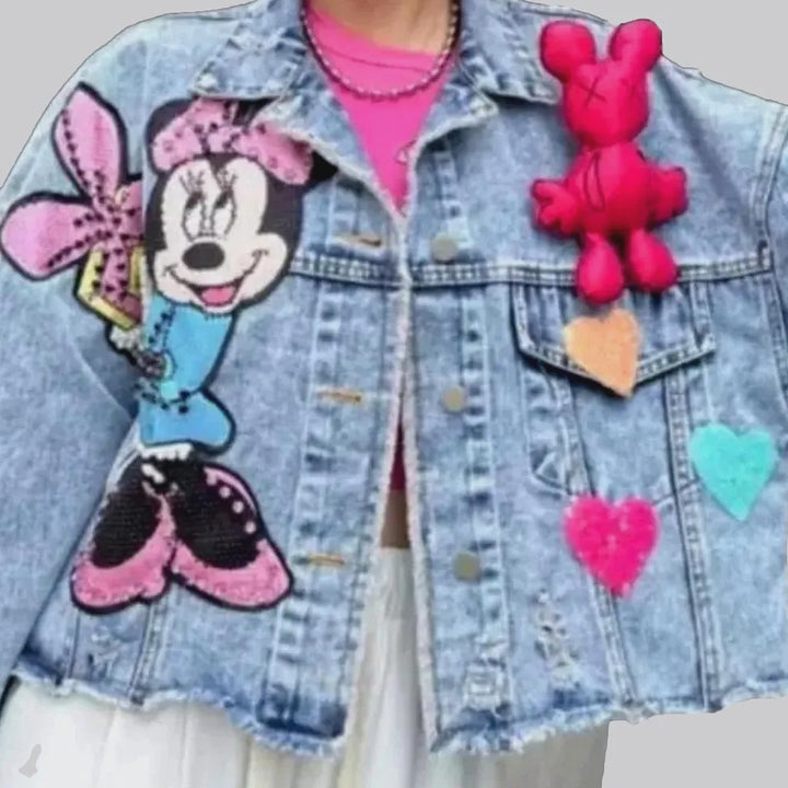 Distressed painted jean jacket for ladies | Jeans4you.shop