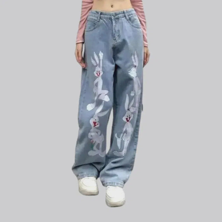 Y2k rabbit-print jeans
 for women | Jeans4you.shop