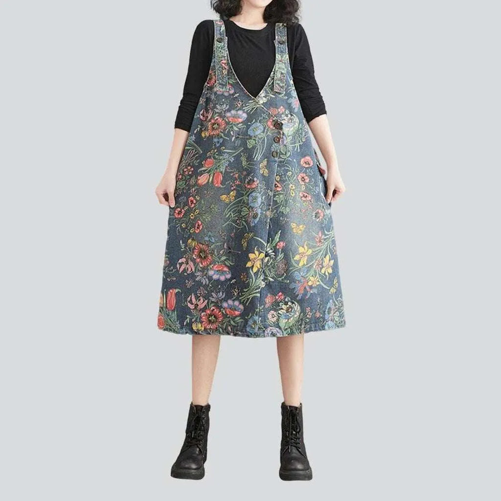 Printed urbane street denim dress | Jeans4you.shop