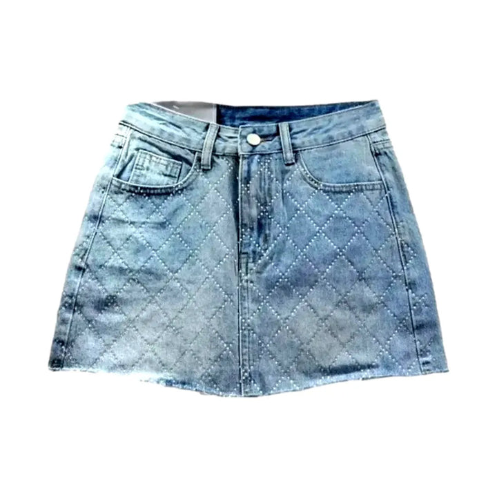 Raw-hem embellished jeans skirt
 for women