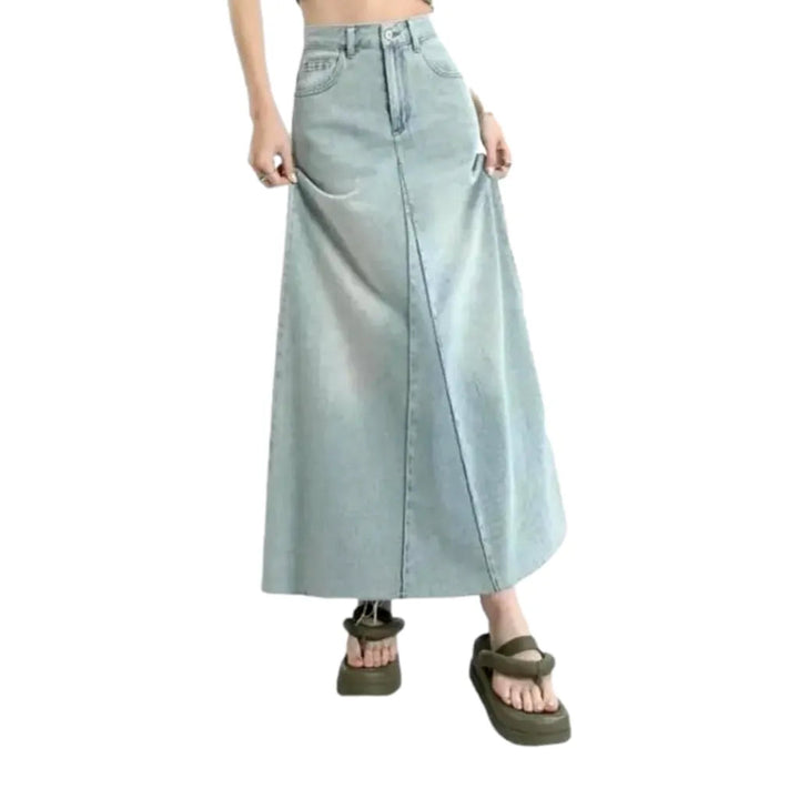 Raw-hem fashion denim skirt for ladies