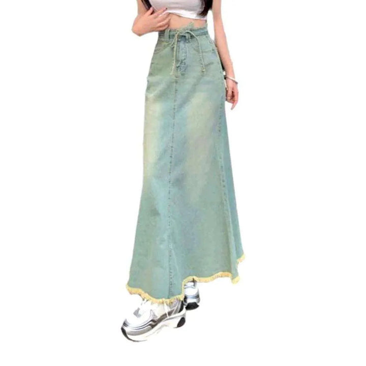 Raw hem vintage women's denim skirt