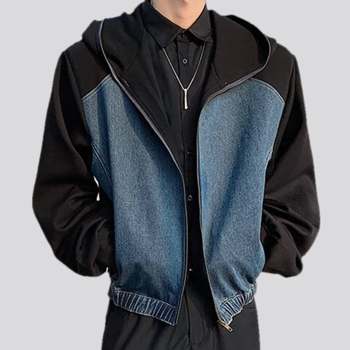 Regular Fit Rubber Hem Men's Denim Bomber Jacket | Jeans4you.shop