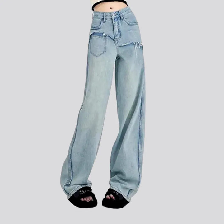 Retro Layered Wide Fit Jeans for Women | Jeans4you.shop