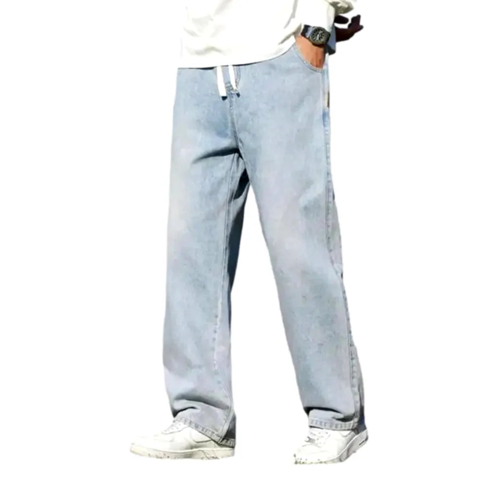 Retro men's rock-washed jeans