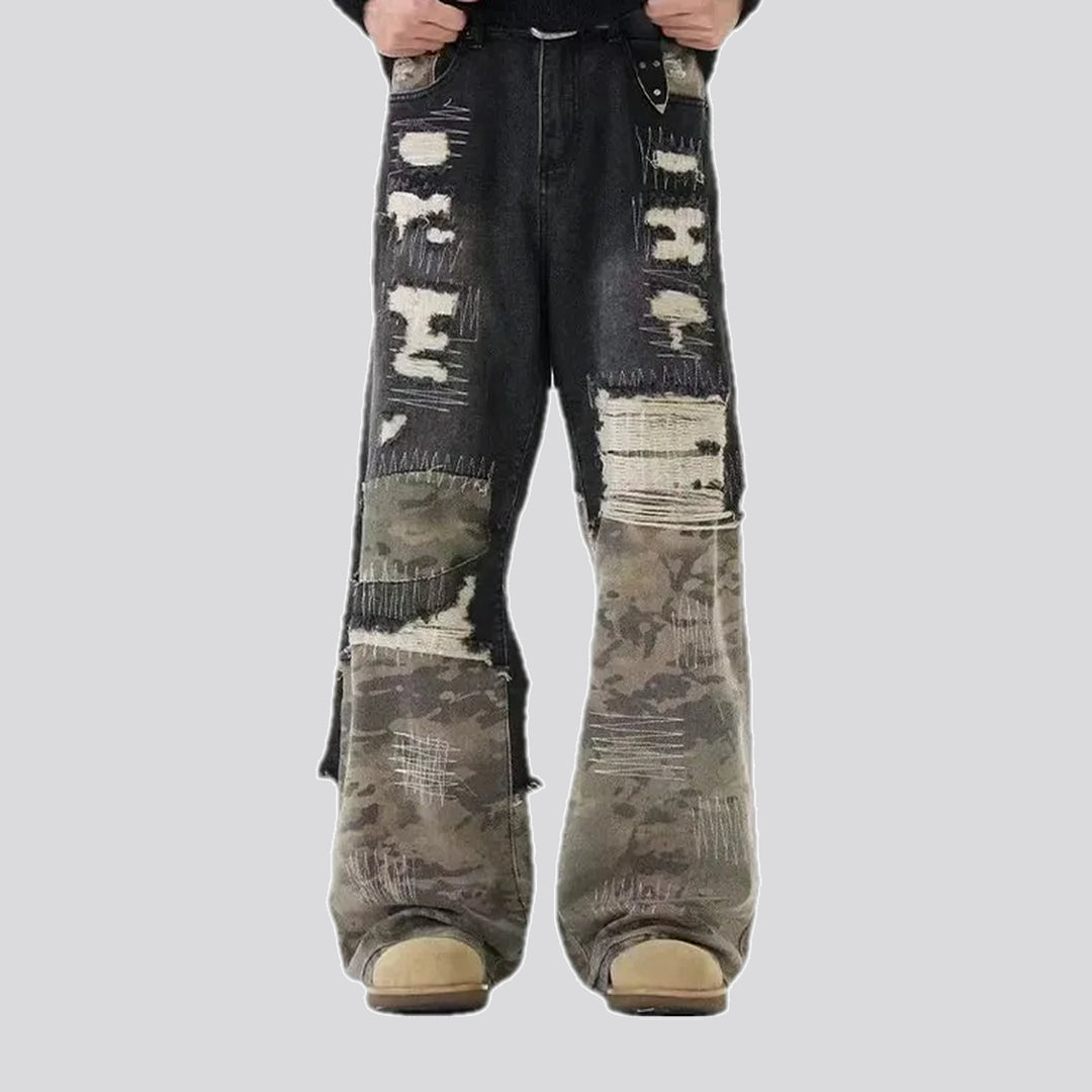 Reworked Mixed Colors Boho Men's Jeans | Jeans4you.shop