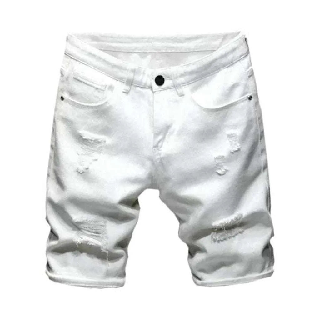 Ripped denim shorts for men