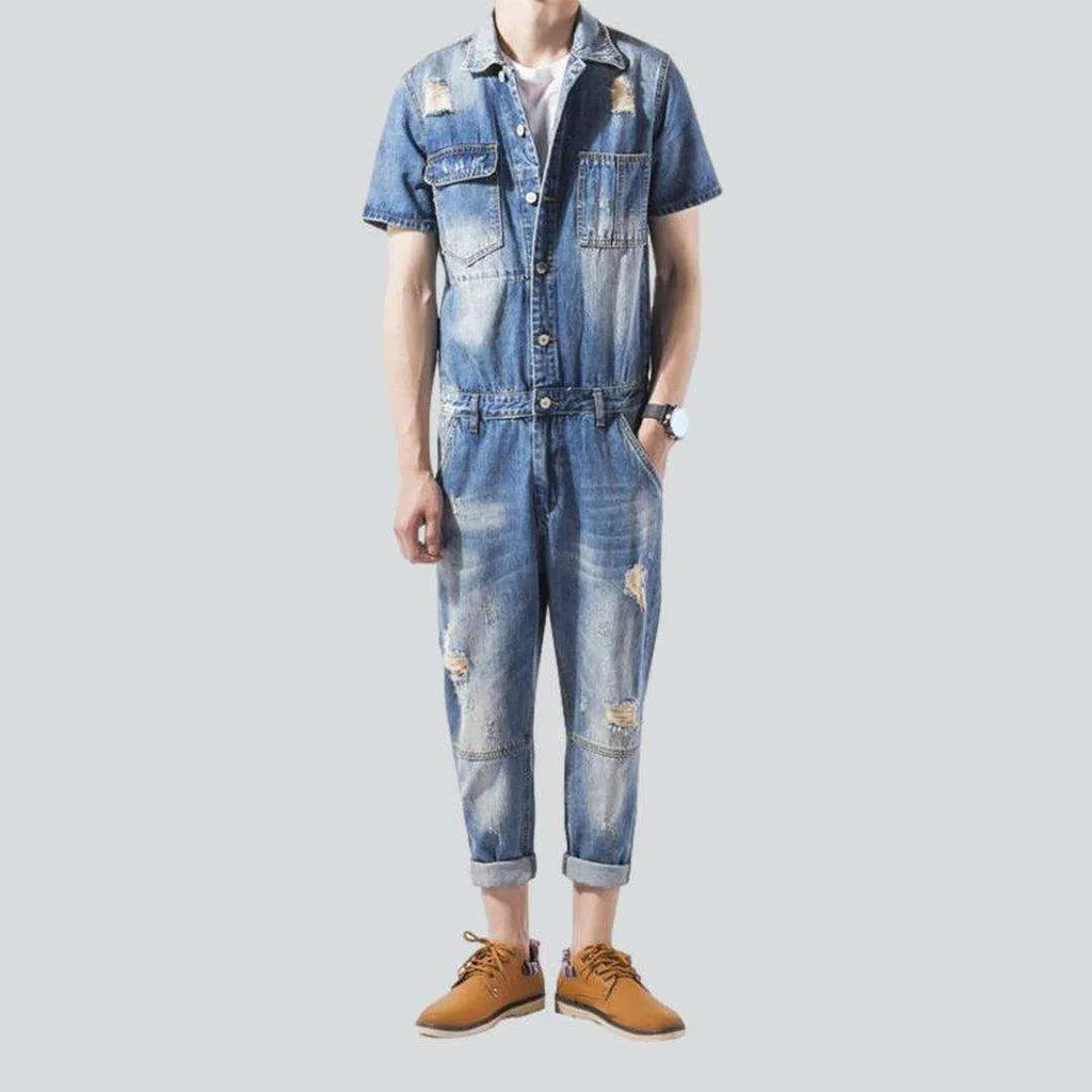 Ripped men's jeans jumpsuit | Jeans4you.shop