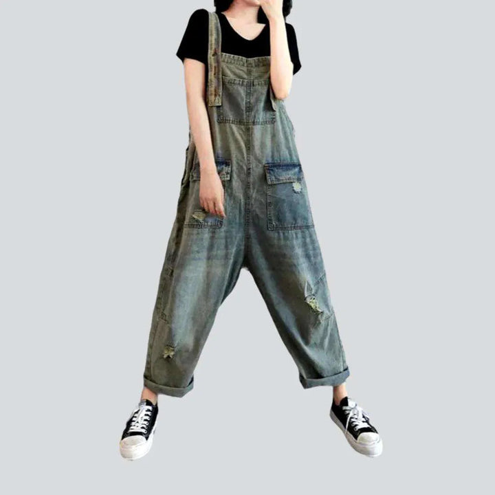 Ripped retro women's jean overall | Jeans4you.shop