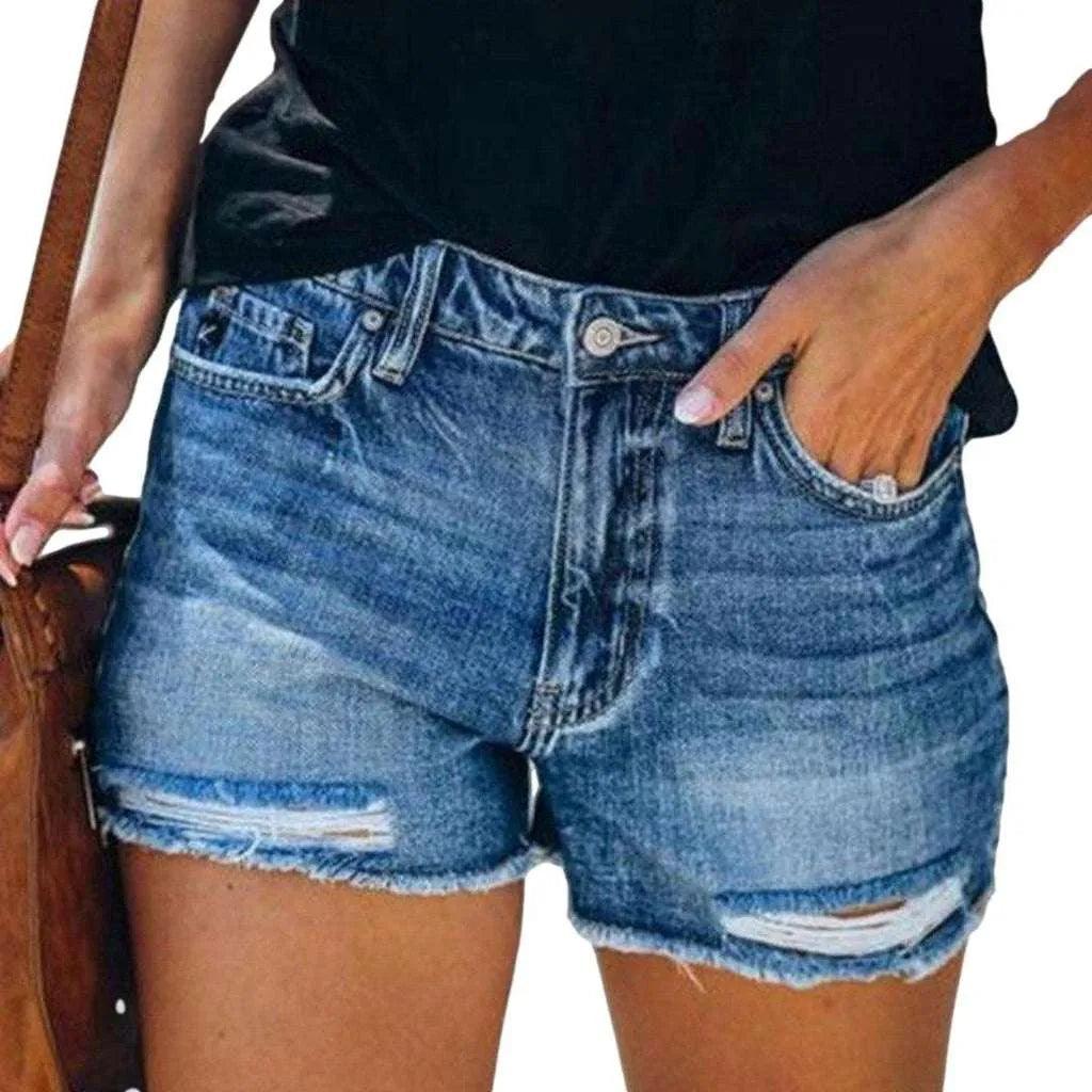 Ripped women's jeans shorts