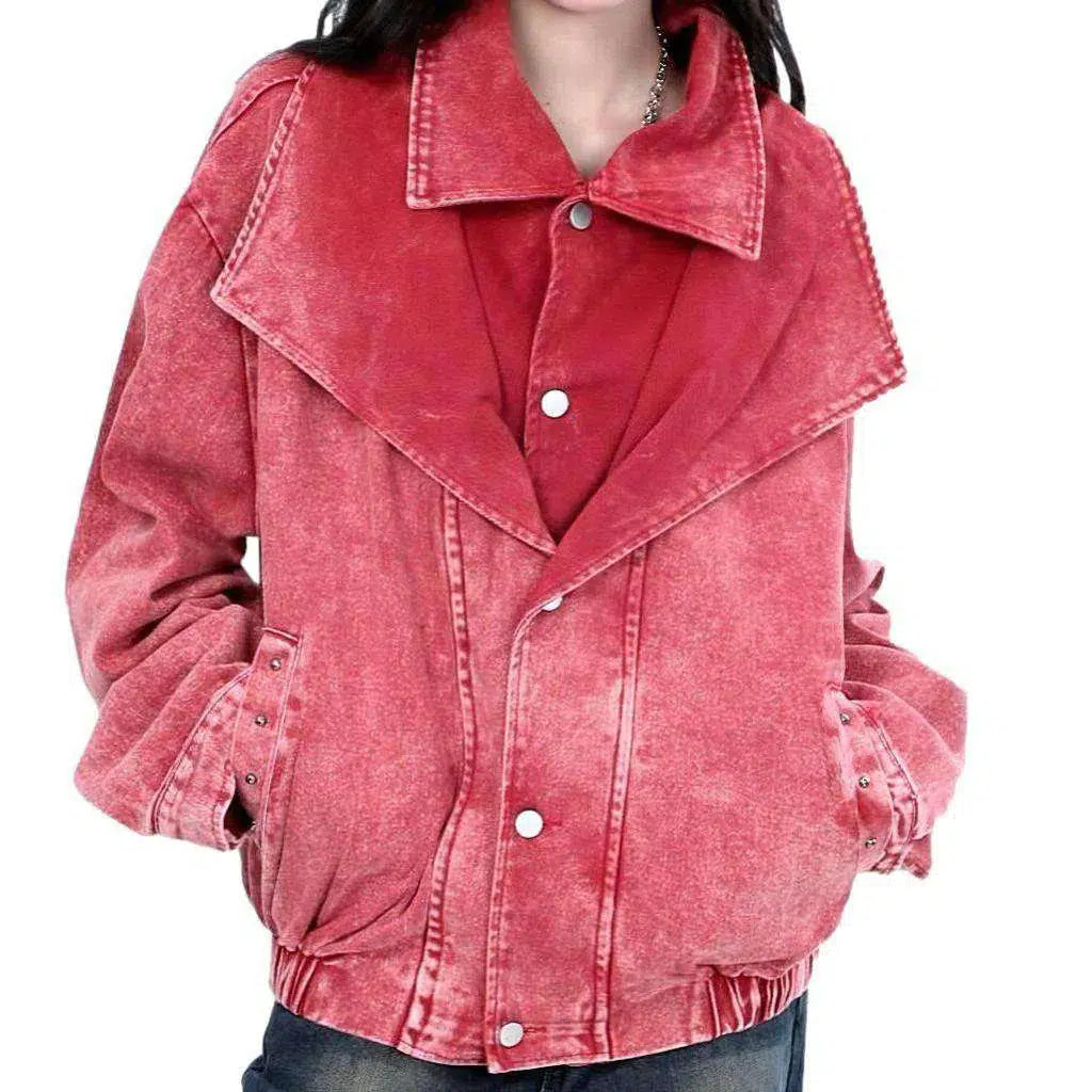 Rubber hem women's jeans jacket