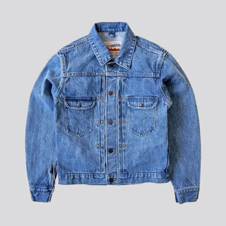 Rugged Light Wash Duty Denim Jacket for Men | Jeans4you.shop