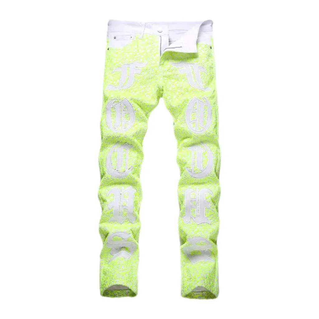 Skinny acid men's green jeans