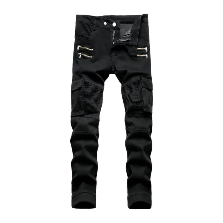 Skinny color men's riding jeans