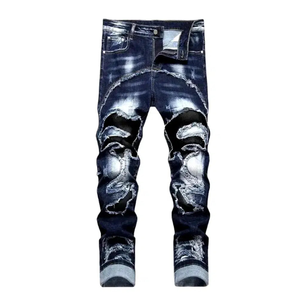 Skinny patchwork jeans
 for men