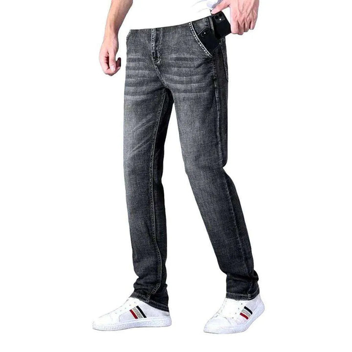 Slim-fit mobile pocket men's jeans