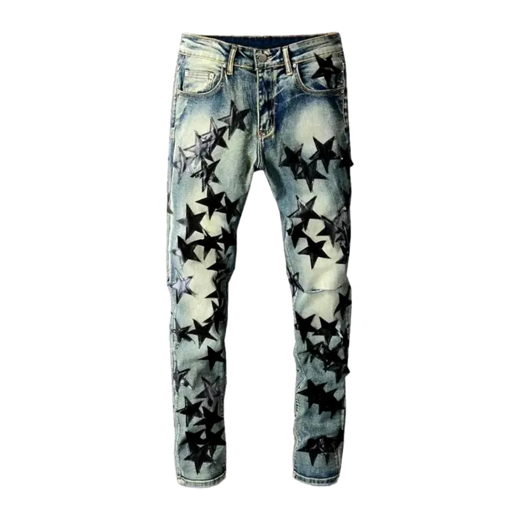 Stars-embroidery embroidered jeans