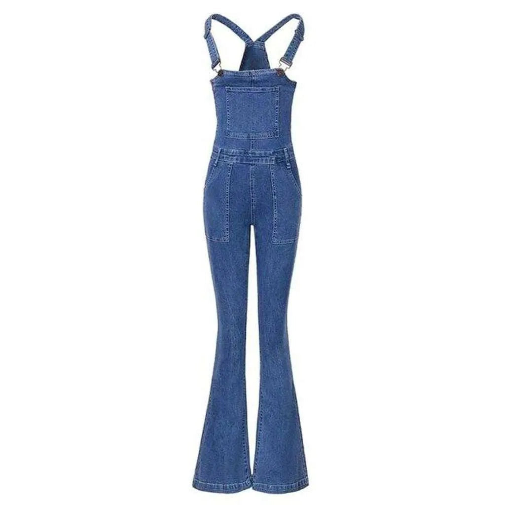 Stonewashed Denim Overall for Women - Blue