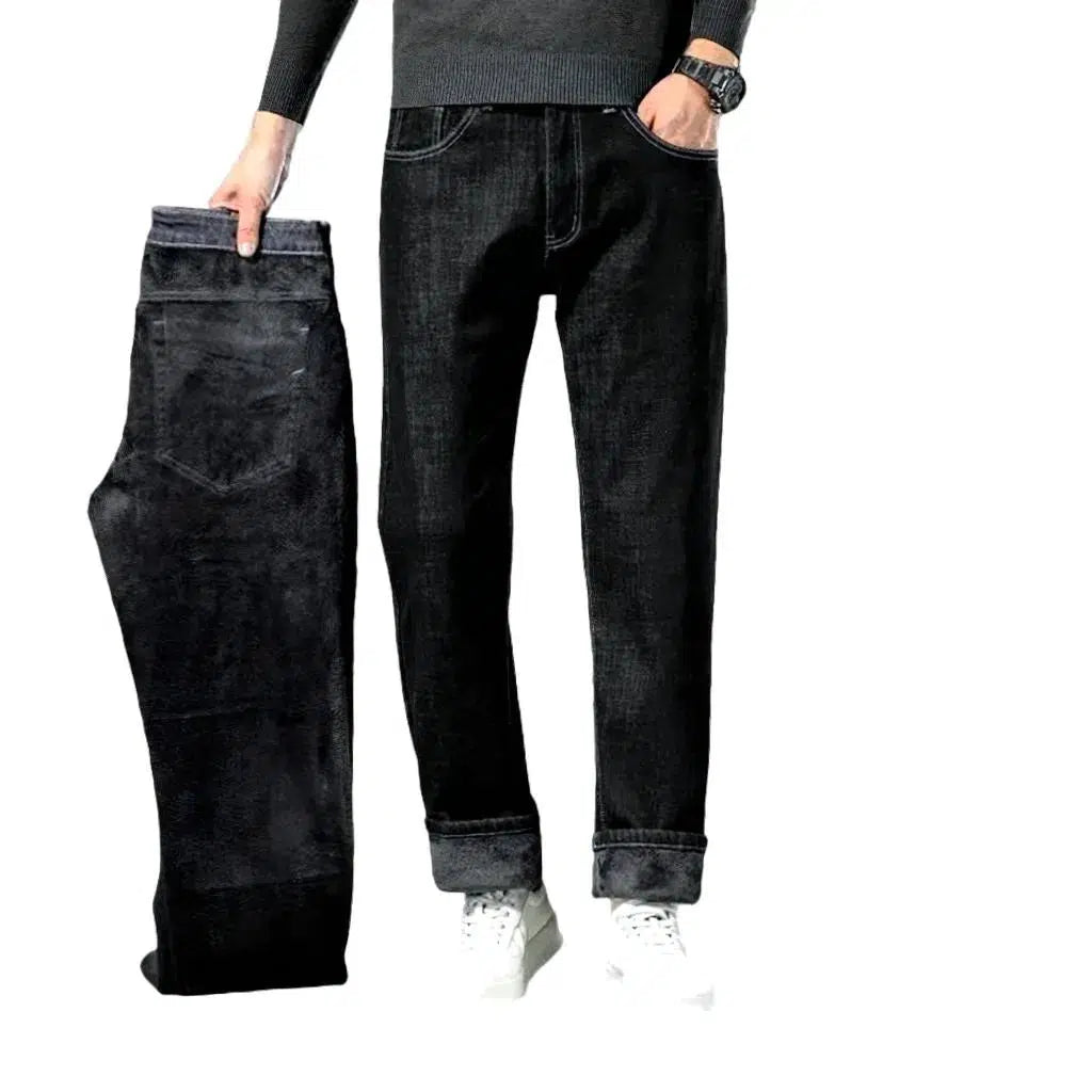 Stonewashed men's fleece jeans