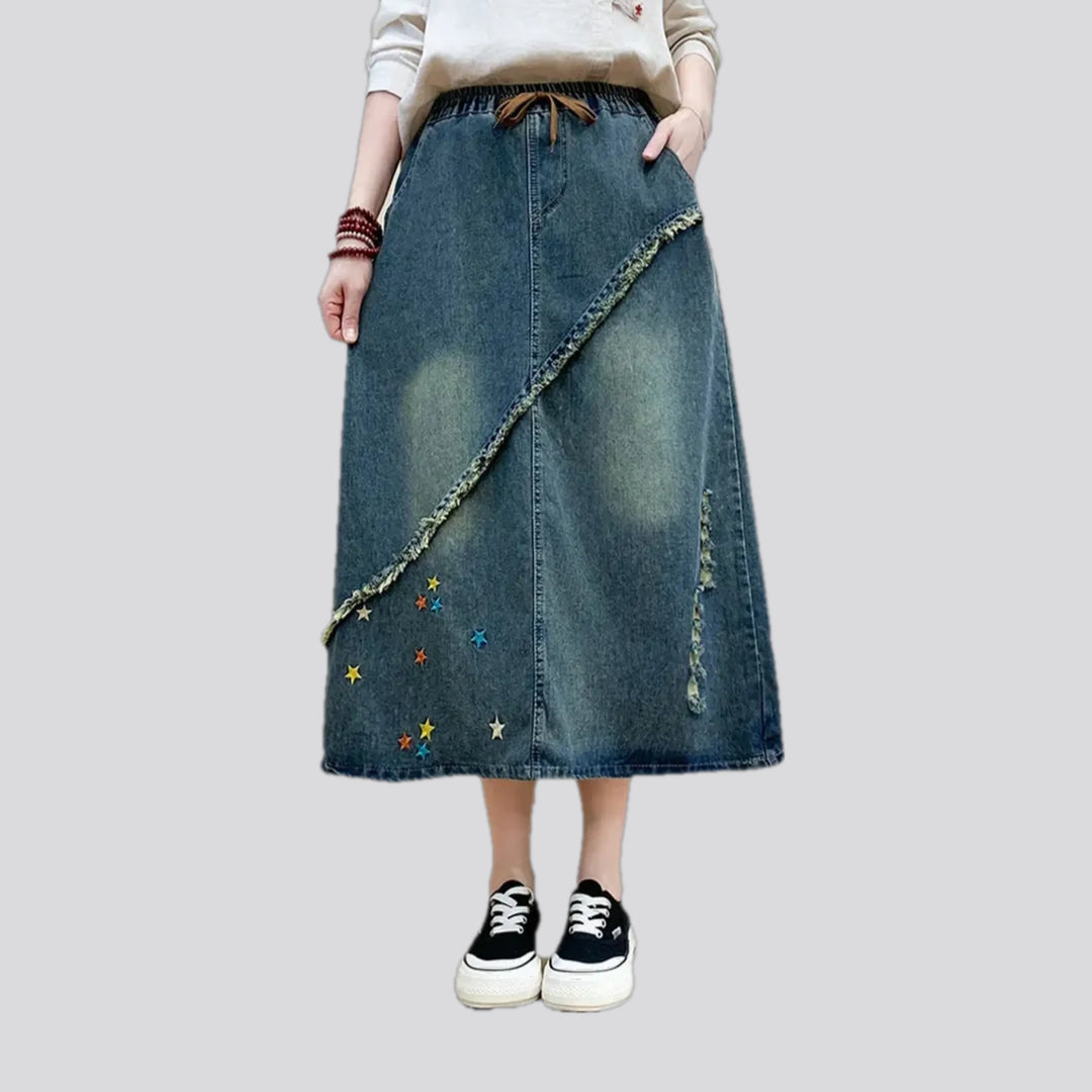 Stonewashed Street Style Midi Denim Skirt | Jeans4you.shop