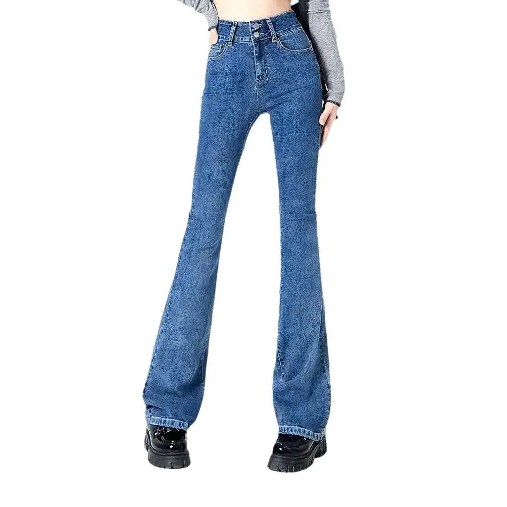 Stonewashed women's floor-length jeans