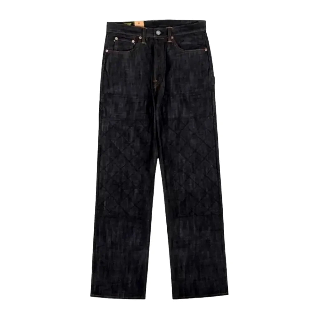 Straight high-waist self-edge jeans