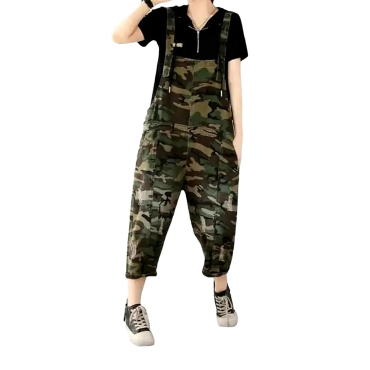 Street Style Women's Denim Overall - Khaki