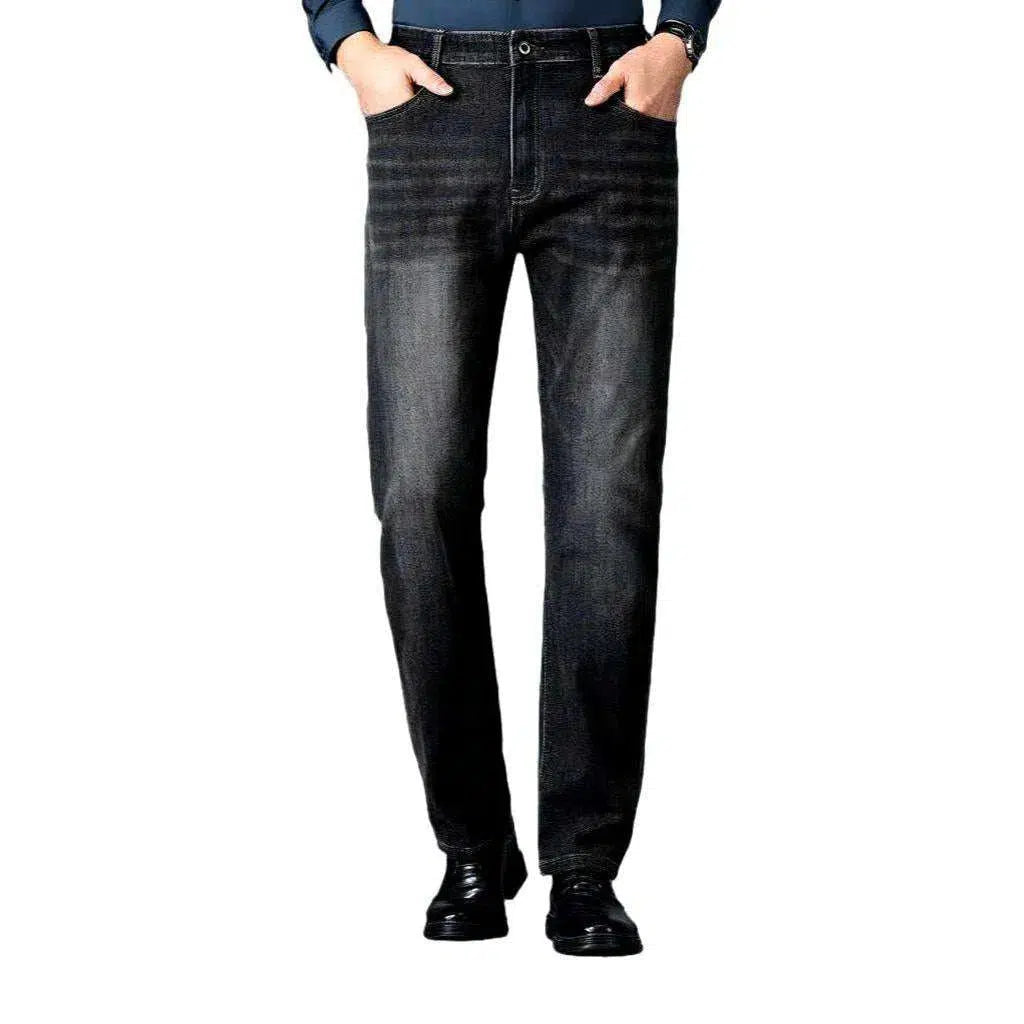 Tapered men's whiskered jeans