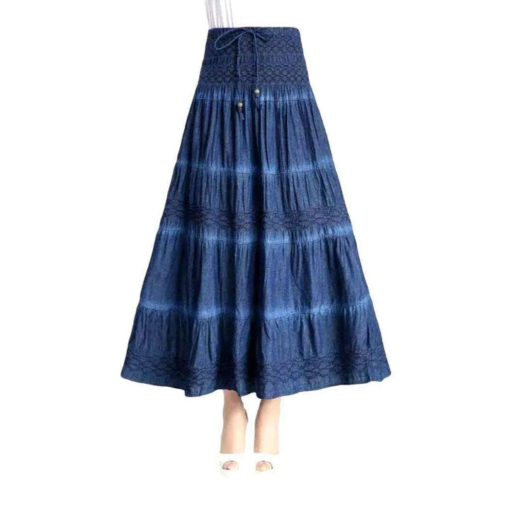 Tiered flare denim skirt