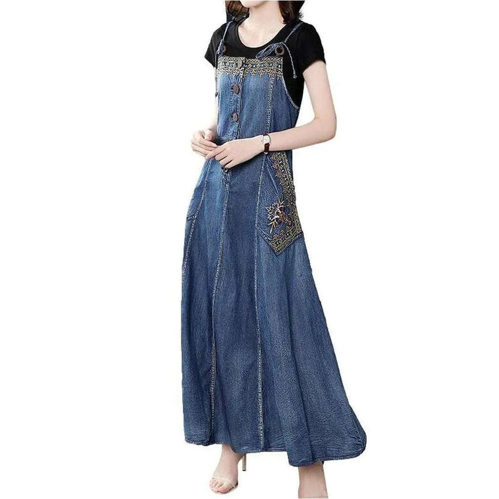 Trendy Denim Dress - Blue