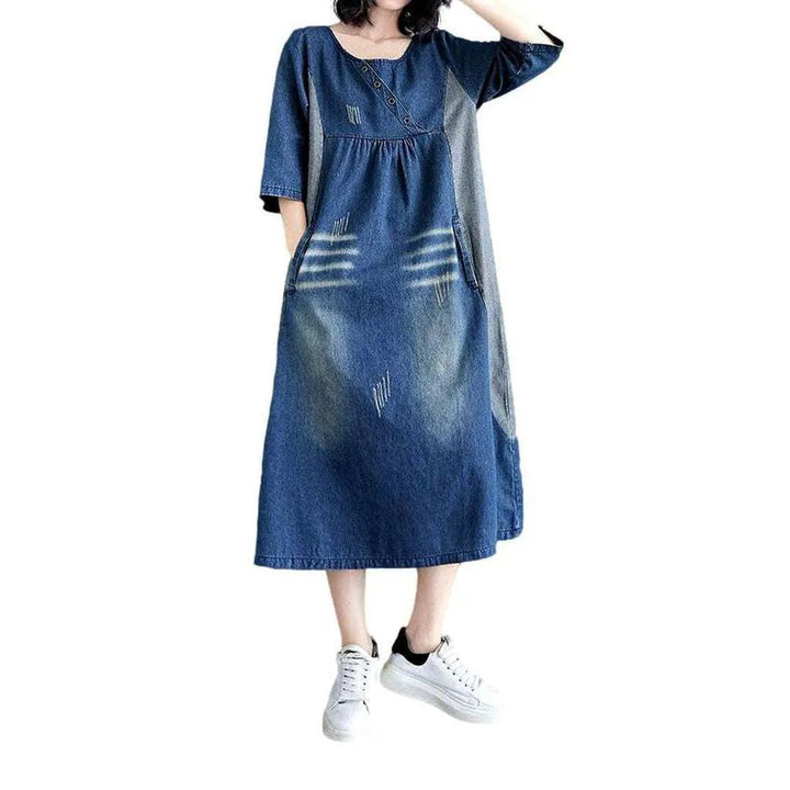 Urbane Medium Wash Jeans Dress - Blue