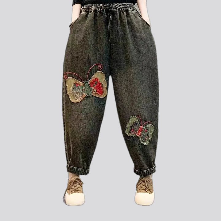 Vintage Butterfly Decor Women's Denim Joggers | Jeans4you.shop