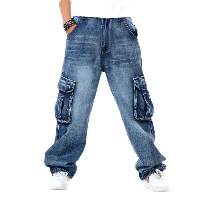 Voluminous men's high-waist jeans