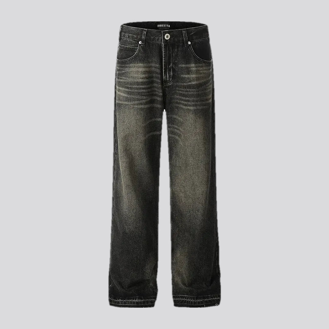 Whiskered Raw Hem Fashion Men's Jeans | Jeans4you.shop