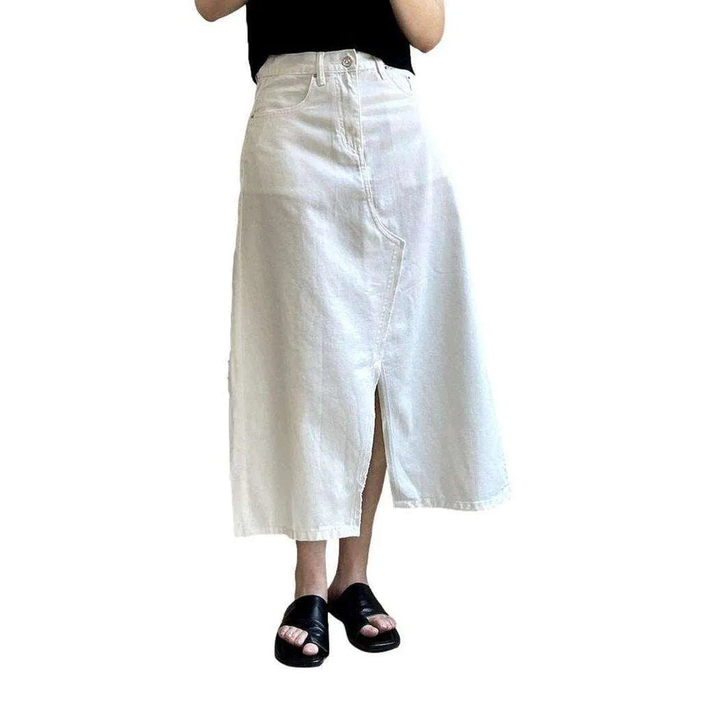 White long denim skirt