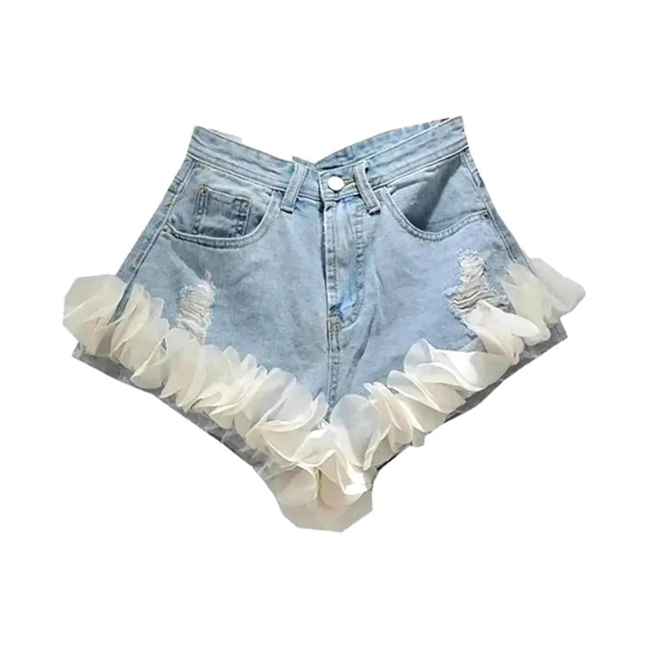 Wide-leg denim shorts
 for ladies