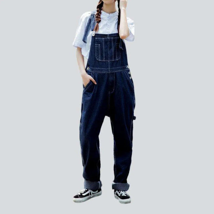 Women's baggy dark wash dungaree | Jeans4you.shop