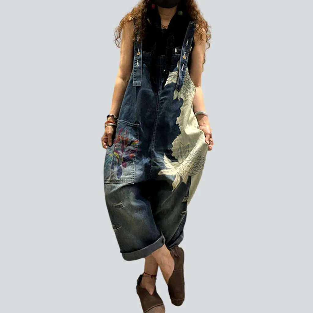 Women's baggy painted denim overall | Jeans4you.shop