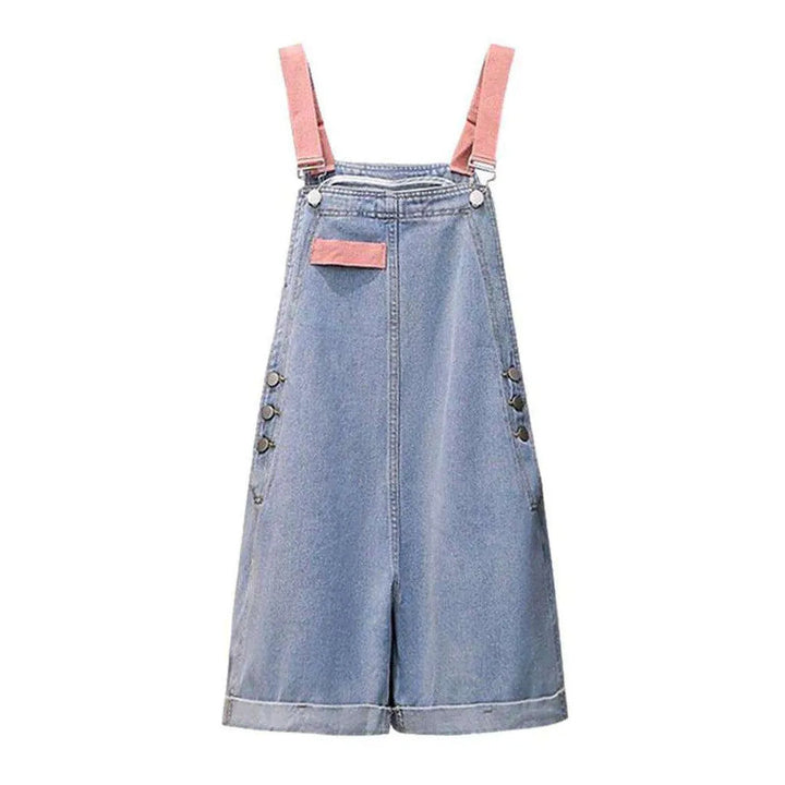 Women's Jean Overall Shorts - Light Blue