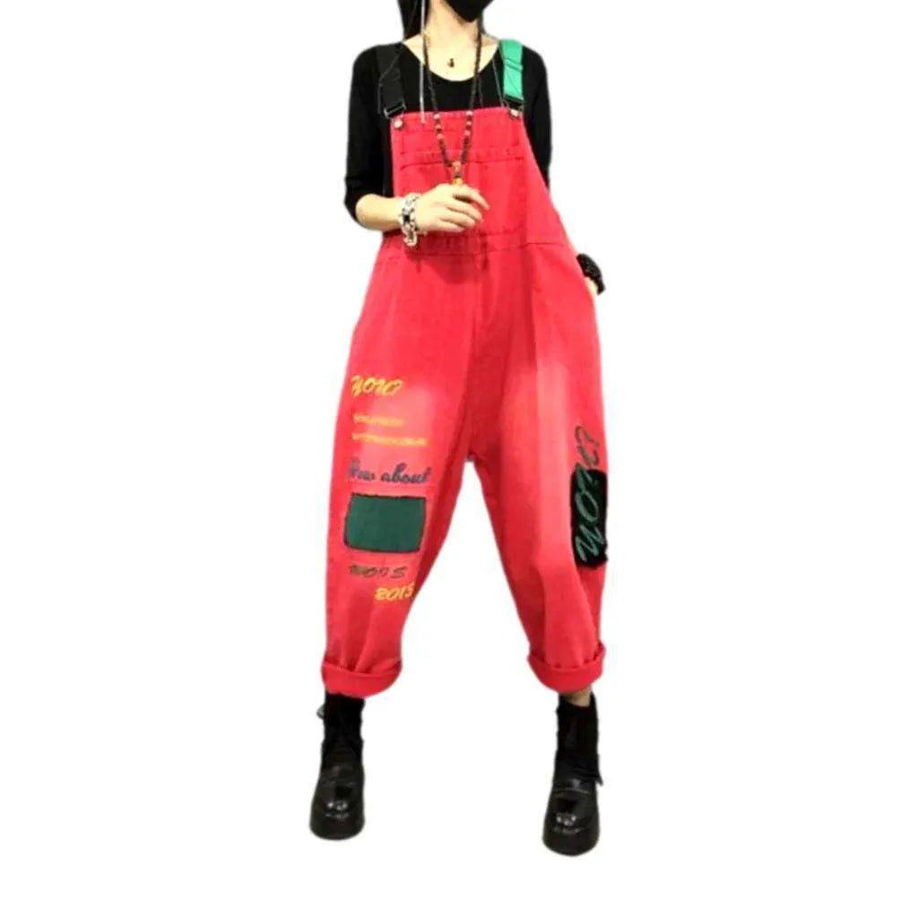 Women's Jean Y2k Overall - Red