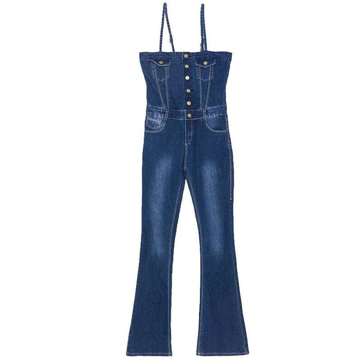 Women's medium wash jeans jumpsuit