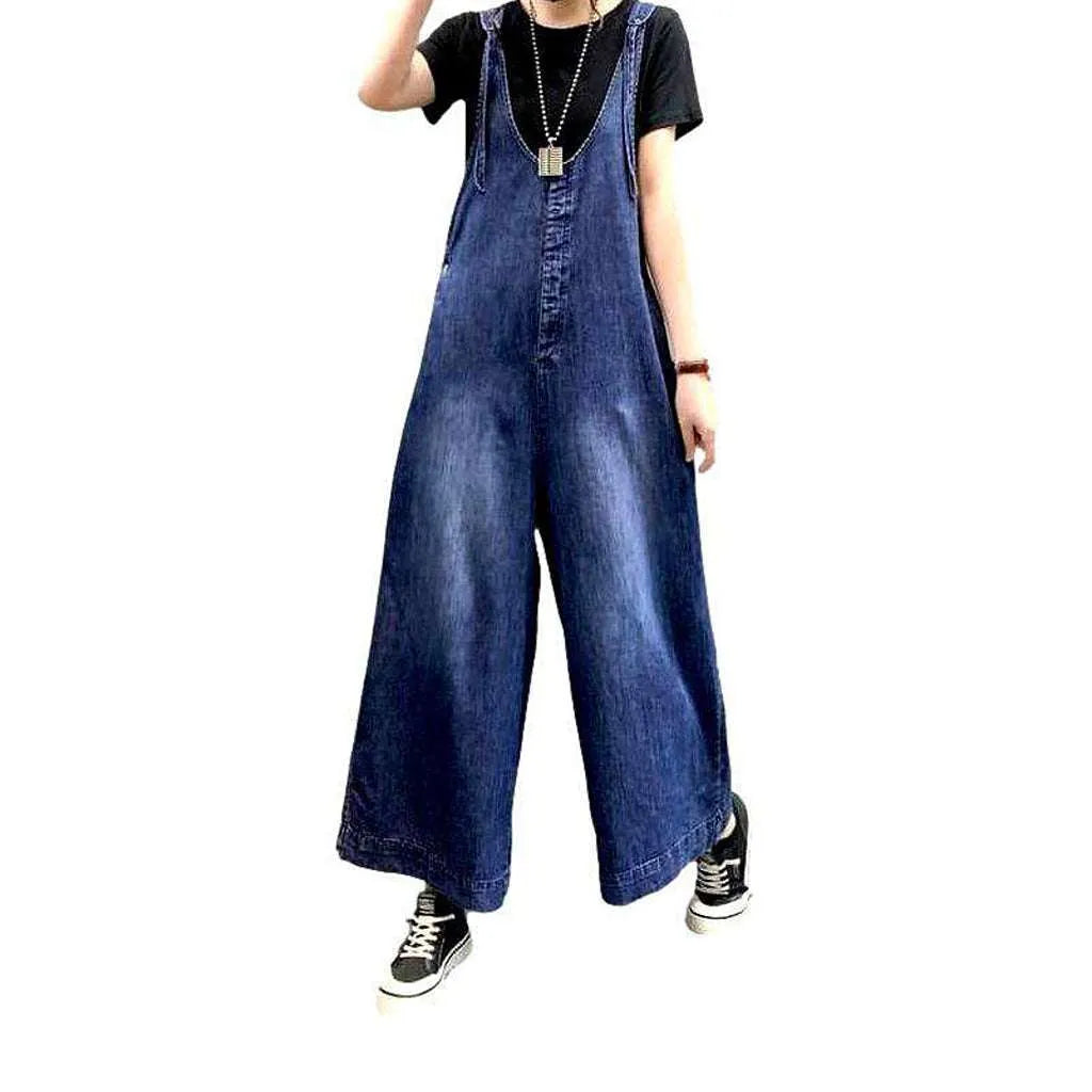 Women's Trendy Sanded Jeans Overall - Blue