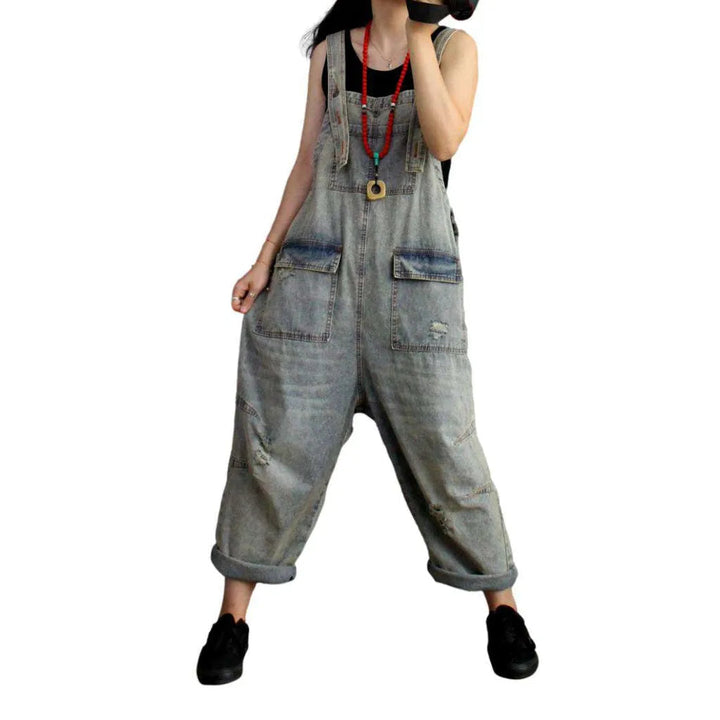 Y2k Baggy Women's Denim Overall - Light Blue