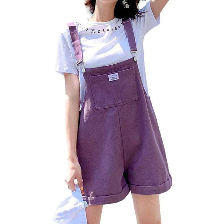 Y2k Denim Overall Shorts for Ladies - Violet