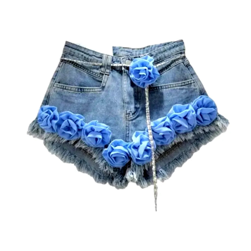 Y2k embellished denim shorts for women